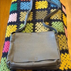 Gray Leather Crossbody Bag